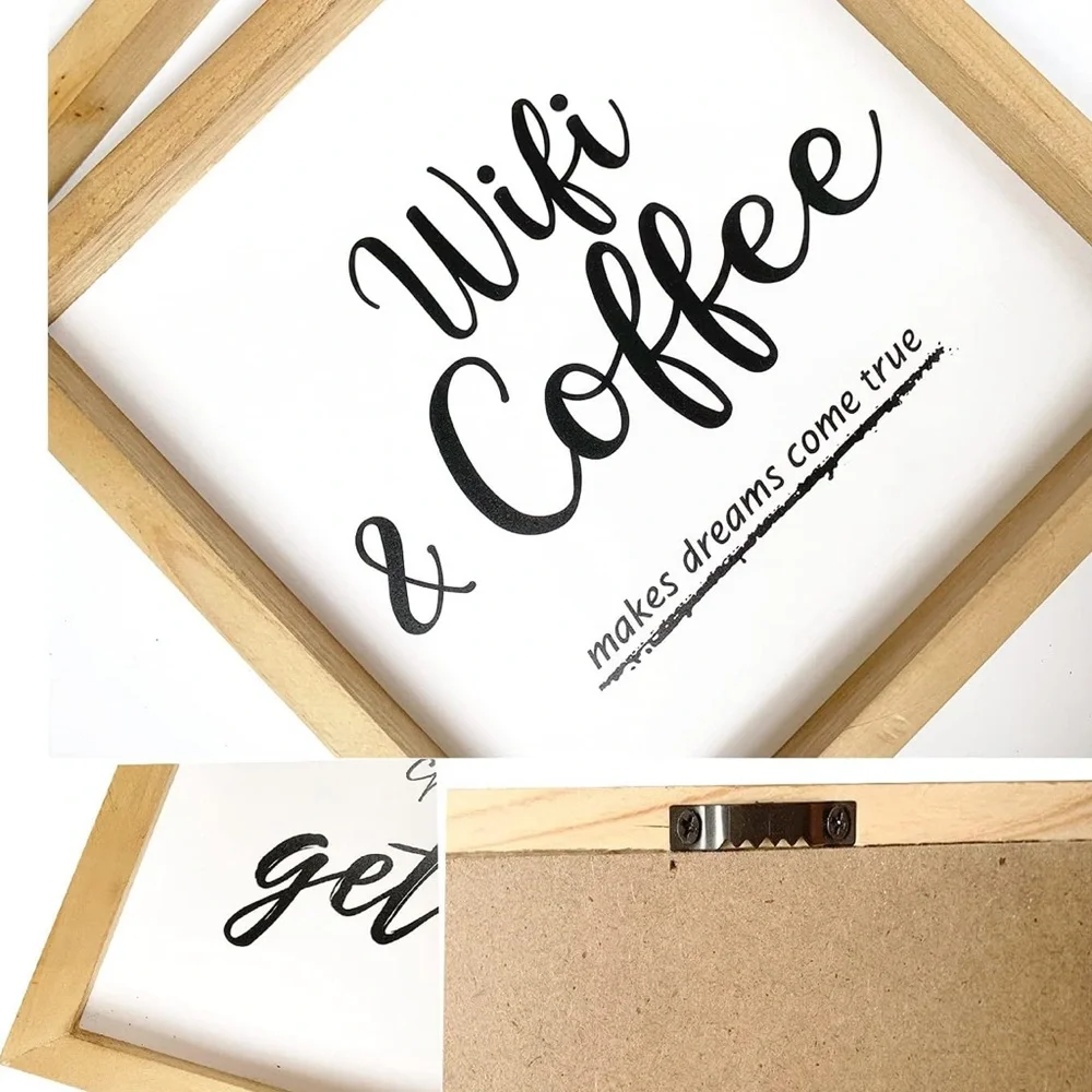 Coffee Sign Farmhouse Wall Decor 12 x 12 Inches WiFi & Coffee